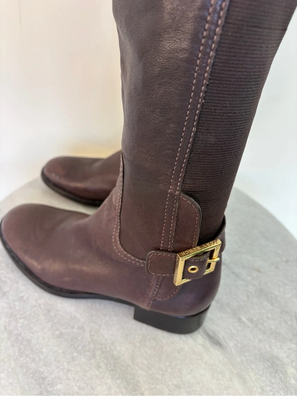 Tory Burch over-the- Knee-High Leather Riding Boots in Dark Brown-Sz 5 Old Money